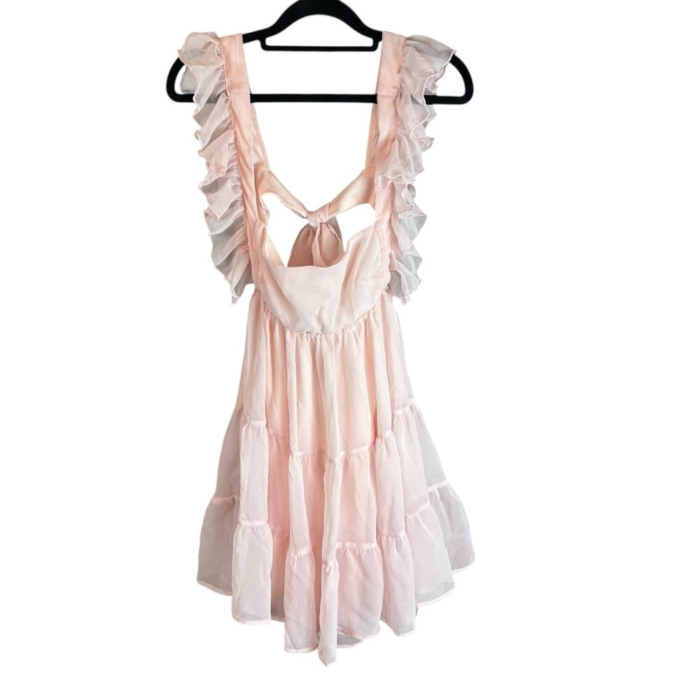 Lucy in the Sky Pink Ruffled Backless Sundress - Picture 3 of 6